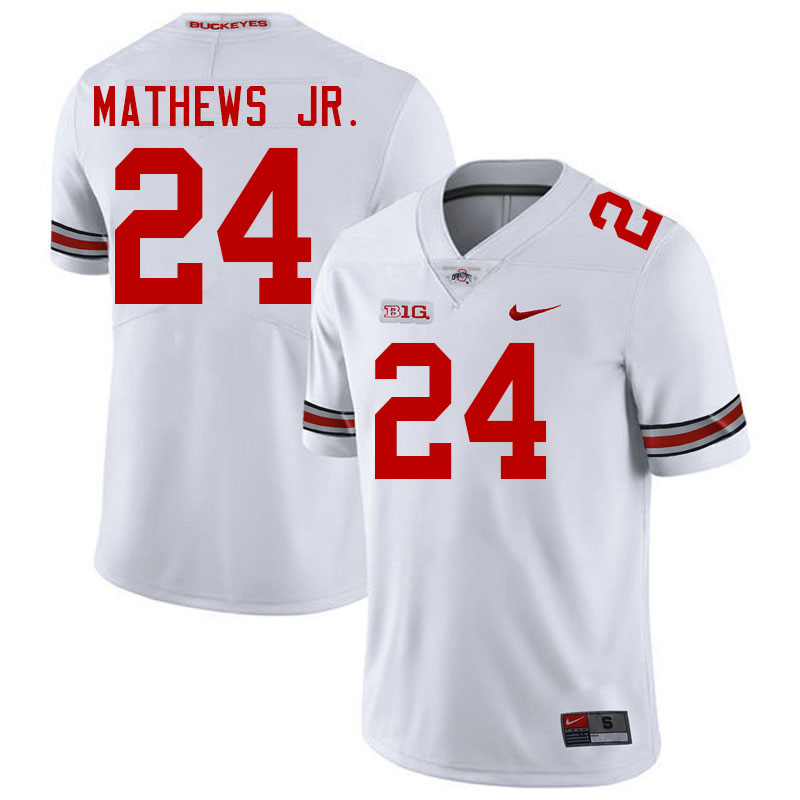 #24 Jermaine Mathews Jr. Ohio State Buckeyes Jerseys Football Stitched-White